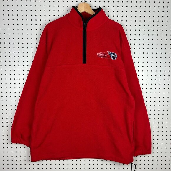 Tennessee Titans Vintage Fleece Jacket Pullover Sz XL Red Stitched Logo‎ NFL Zip - Picture 1 of 8